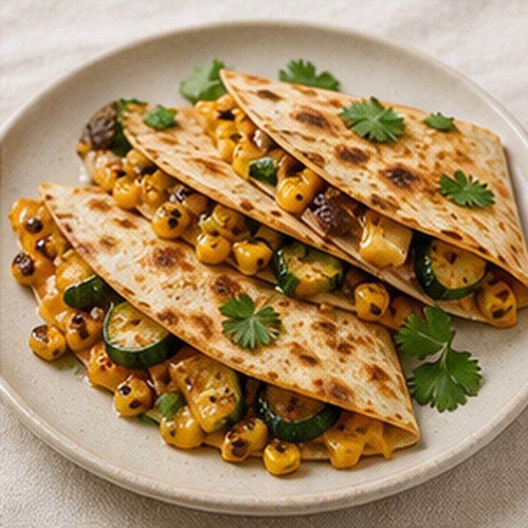 Charred corn and zucchini quesadillas